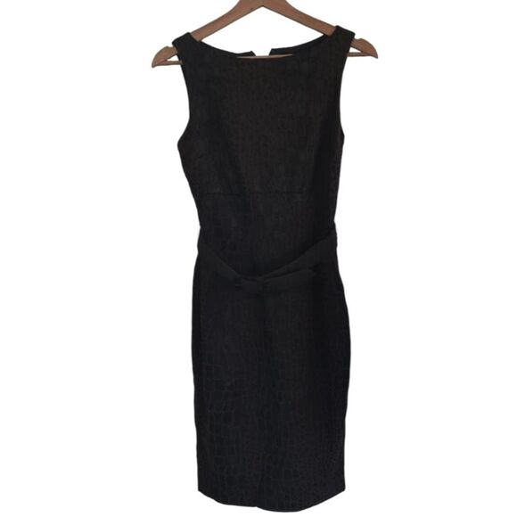 Cache Luxe Black Croc-Embossed Midi Dress Size 4 - Picture 3 of 11